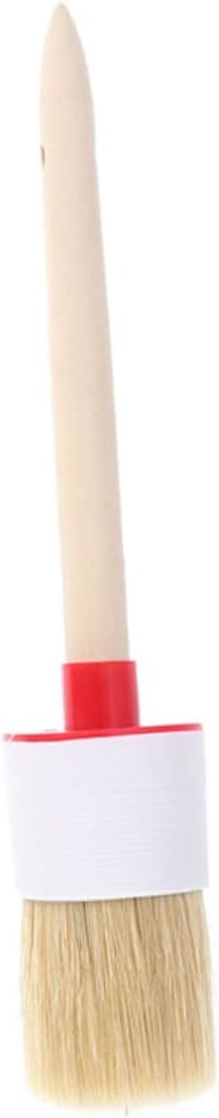 1pc Oil Painting Brush BBQ Brush Round Bristle Stiff Bristle Wooden Handle for Sauce and Cooking