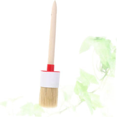 1Pc Round Bristle BBQ Brush with Wooden Handle Ergonomic Design for Easy Grilling for Oil Painting Culinary Use Versatile Brush for All Chalk Paints