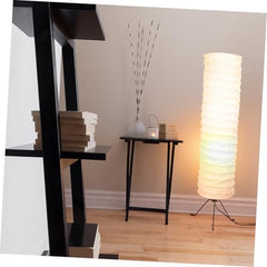 Paper Floor Lamp Shade Japanese Style Rice Paper Floor Lamp Cover Barrel Chandelier Protector for Desk Wall (No Base)