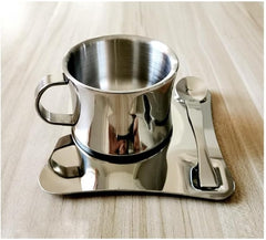 Stainless Steel Coffee Mug with Saucer Teacup Set, Tea Cup,5oz,150ml
