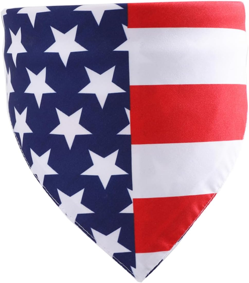 Yardwe 1pc Independence Day Dog Bandana American Flag Scarf for Pets Decorative Burp Cloth Premium Quality for Dogs and Cats at Festivals