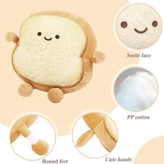 Toast Bread Pillow, Funny Bread Shape Plush Toy Pillow,Facial Expression Soft Toast Sofa Pillow, for Kids Adults Gift Home Bed Room Decor