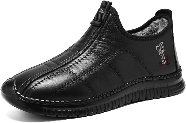 Men’s Winter Boots - Warm Insulated Snow Boots, Thick Lined Short Boots Cold Weather Protection, Soft Sole, Comfortable Fit for Outdoor Activities, Non-Slip (9.5,Black)