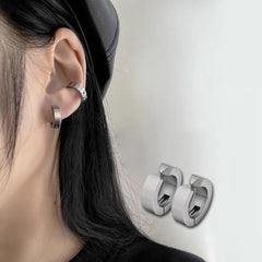 1 Pair Punk Non Piercing Clip Earrings for Men Women Alloy Ear Clips Hip Hop Style Ear Jewelry Accessory Silver