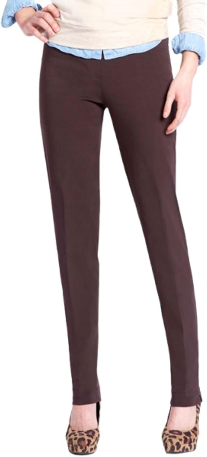 SLIM-SATION Women's Wide Band Regular Length Pull-on Straight Leg Pant with Tummy Control