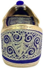 Women's Blue Wedding Flats, Size 7.5, Traditional, Classic, Embroidery, Peep Toe, Leather and Fabric, Moderate Cushioning, Adult Women, Traditional Fashion Enthusiasts, Casual Wear Lovers