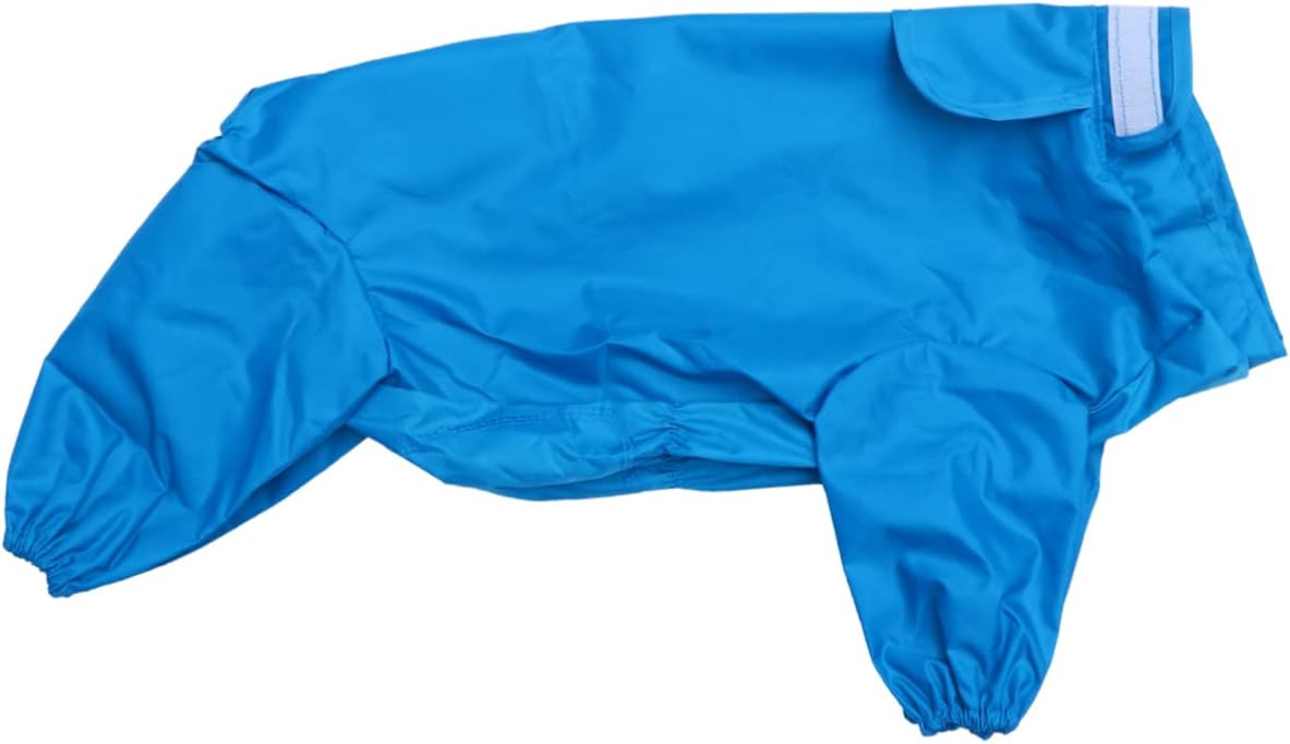 Reflective Dog Raincoat All Inclusive Hooded Jumpsuit for Medium Small Dogs Blue Four Legged Design for Maximum Coverage and Safety