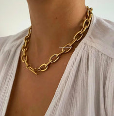 Chunky Gold Chain Necklace for Women Thick Statement Link Jewelry Adjustable Oversized Collar Accessory
