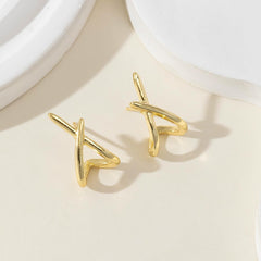 1 Pair Gold Stud Earring for Women, X Delicate Simple Earrings, Minimalist Jewelry for Casual Wear, Fashionable Accessory for Everyday Use(Golden)