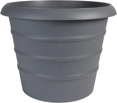 The HC Companies 12 Inch Marina Planter Lightweight Indoor Outdoor Plastic Plant Pot for Herbs and Flowers, Warm Gray