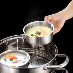 Stainless Steel Steaming Egg Bowl with Lid Home Steam Rice Bowl Thickened High Temperature Resistant Baking Egg Bowl, 600ml