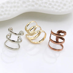3Pcs Stainless Steel Clip Earrings Non Piercing Earring Hoop Ear Cuffs Cartilage Ear Clips Set for Men Women - Gold, Silver, Copper
