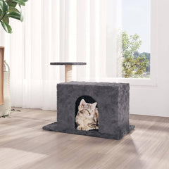 vidaXL Modern Cat Tree with Sisal Scratching Post - Dark Gray, Indoor Activity Center, 20.1 in Tall