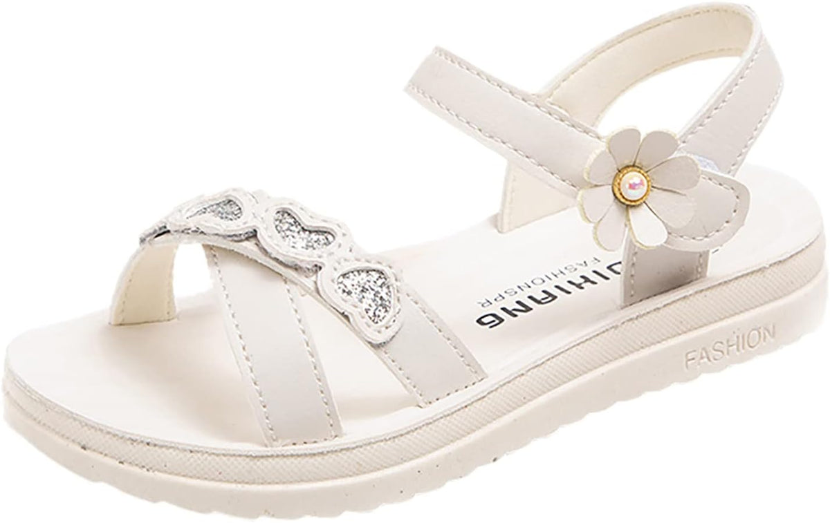 Toddler Girl Dress Shoes Children Shoes Summer Flower Sandals Fashion Little Girls Soft Sole Princess Sandals (White, 11 Little Child)
