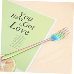 PRETYZOOM Colorful Stainless Steel Dinner Forks 1-Piece Western Food Serving Fork for Home Kitchen Multi-Purpose Tableware Dishwasher Safe for Parties and Special Occasions