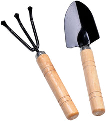 Balacoo 2Pcs Mini Garden Plant Tools Durable Ergonomic Hand Transplanting Spade Rake for Miniature Plants for Gardening