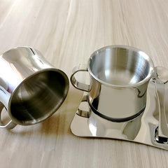 Stainless Steel Coffee Mug with Saucer Teacup Set, Tea Cup,5oz,150ml