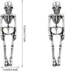 2pcs Gothic Skull Faux Human Skull Bone Drop Earrings Stud Earrings Halloween For Women Suitable For Halloween Party