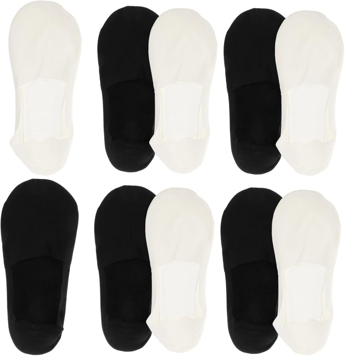 6pairs Men's Low Cut Invisible Socks Breathable Summer Liner Socks with Moisture-wicking Towel Bottom Unisex Comfort for Everyday Wear Black White Each