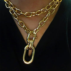 Silver Chunky Link Chain Necklace with Toggle Clasp Adjustable Layered Jewelry for Everyday Evening Wear