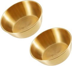lasenersm 2 Pieces Wine Bowl Stainless Steel Rice Wine Bowl Round Rice Wine Cup Sauce Dish Condiment Dipping Bowl Seasoning Bowl Drink Bowl Sauce Bowl Snack Bowl Food Container(Golden, 10.8cm)