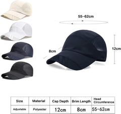 Breathable Mesh Baseball Cap For Men Adjustable Outdoor Sports Hat Lightweight Quick-Dry Cooling Hat White