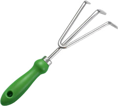 Hand Rake, 10.6x3.5 Inch Stainless Steel Small Garden Rake with Plastic Handle, Hanging Garden Hand Tools for Gardening, Weeding, Transplanting and Digging