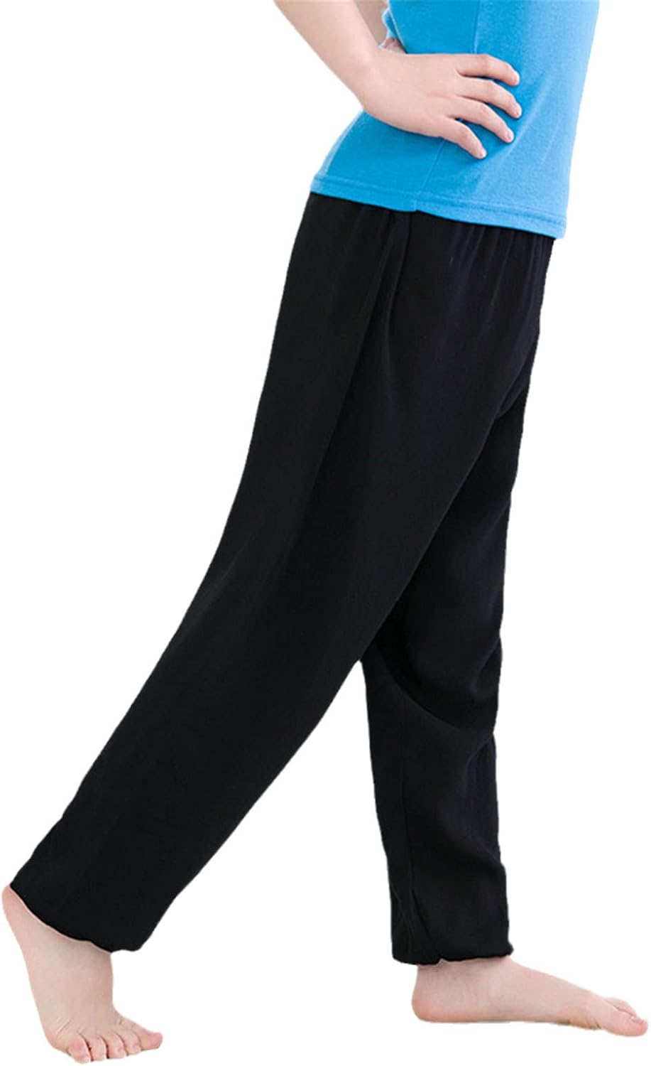 Summer Boys and Girls Cotton Pants Children's Baby Loose Silk Trousers Black