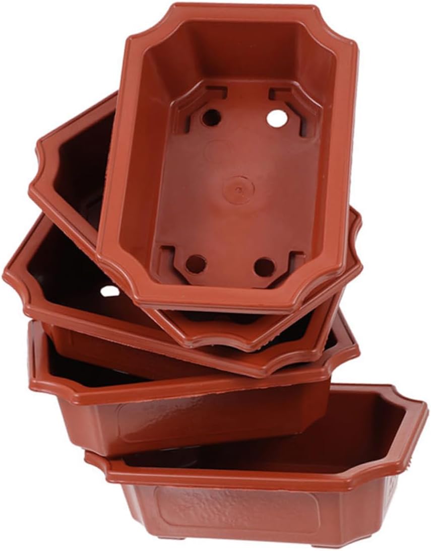 5Pcs Decorative Planter Breathable Drainage Flower Pots for Home and Garden Rectangular Plant Containers for Use Design