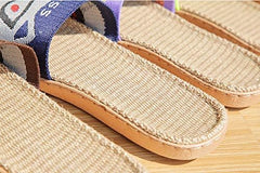 Hwayslon Flax Slippers Unisex Linen Summer Beach Shoes Lightweight Skidproof Indoor Slippers Home Breathable Sandals