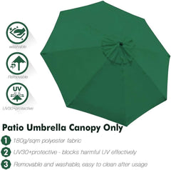 Outdoor Table Market Yard Umbrella Replacement Top Cover, Replacement Umbrella Cloth 200/270/300cm, 6ribs/8ribs Replacement Canopy for Patio Sun Umbrella