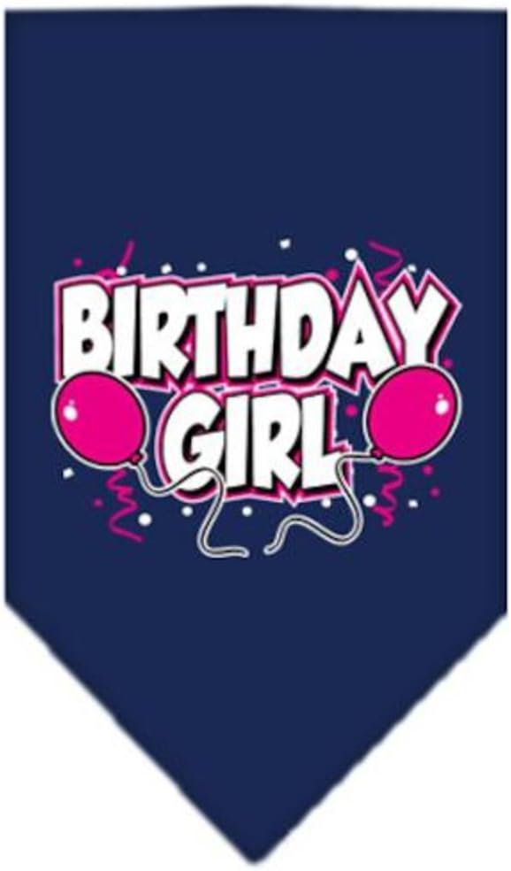 Pet and Dog Bandana Screen Printed, "Birthday Girl -or- "Birthday Boy" Navy Blue Birthday Girl(Small)