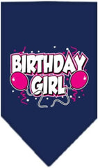 Pet and Dog Bandana Screen Printed, "Birthday Girl -or- "Birthday Boy" Navy Blue Birthday Girl(Small)