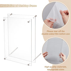AHANDMAKER Transparent Acrylic Frame A4 Picture Frame with Double Sided Display for Office Wall Decor Holiday Gift Photo Art Exhibition Home Decor