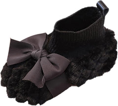 Fashion Autumn And Winter Girls Boots Flat Soft Bottom Non Slip Cute Plush Warm Comfortable And Bow Toddler Fall Boots