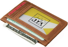 Front Pocket Minimalist Leather Slim Wallet RFID Blocking Medium Size Minimalist Wallet (brown)