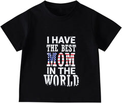 Summer Toddler Boys Girls Short Sleeve Independence Day 4 of July Letter Prints T Shirt Tops Boys Long Sleeve