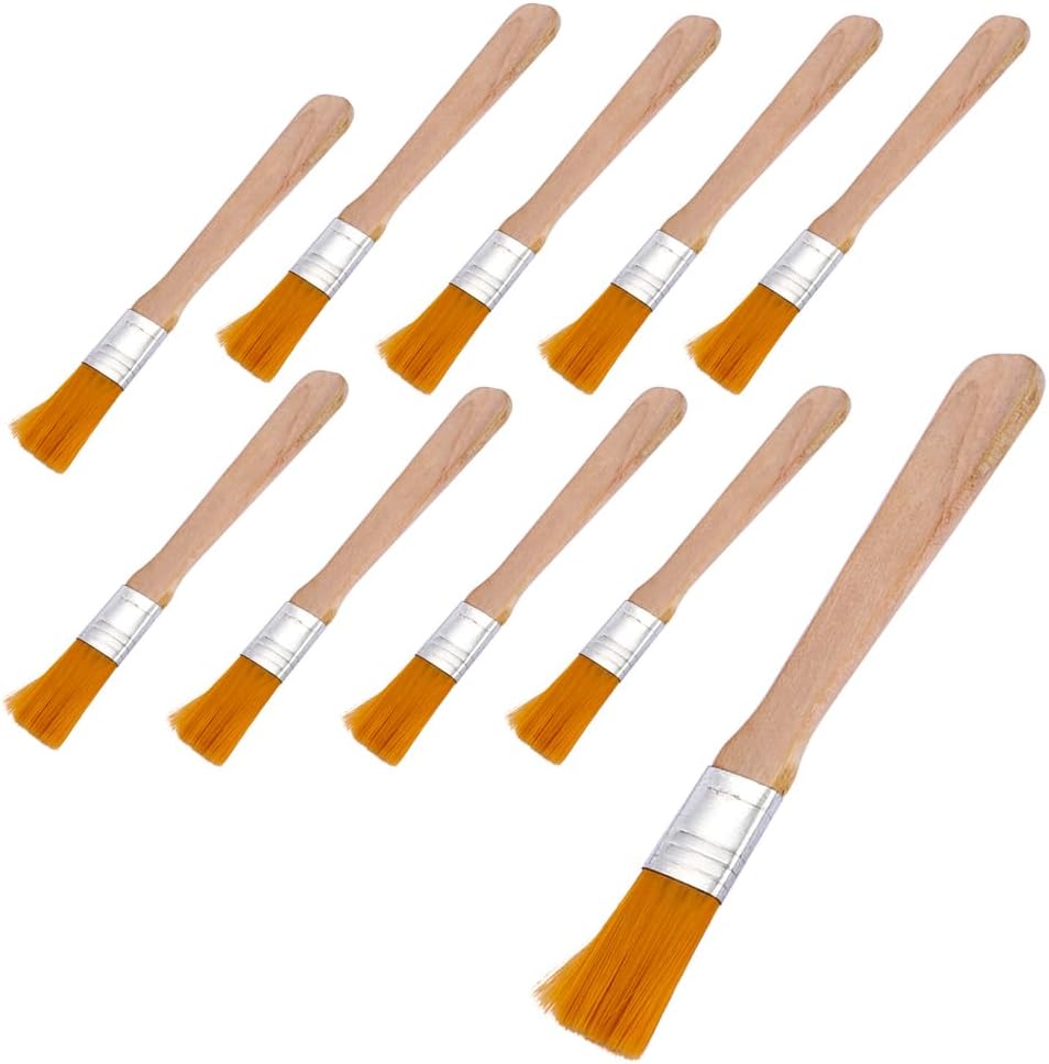 Pokinge 10Pcs Wooden Handle Nylon Cleaning Brush 5 Inch Wood Handle Paint Brush Professional Soft Nylon Bristle Cleaning Tools for Home Wall