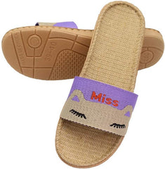 Hwayslon Flax Slippers Unisex Linen Summer Beach Shoes Lightweight Skidproof Indoor Slippers Home Breathable Sandals