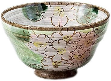 Colored Cherry Blossom Rice Bowl (Young Grass), 4.5 x 2.6 inches (11.5 x 6.5 cm), Made in Japan