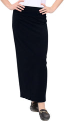 Kosher Casual Long Pencil Skirts for Women – Cotton Stretch Fabric Fitted Maxi Skirt with High-Waisted Fold-Over Waistband