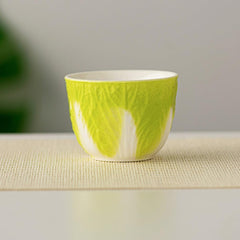 Ceramic Tea Cup Cabbage Pattern Retro Chinese Style Porcelain Teacup for Use Ergonomic Design for Comfortable Tea Drinking