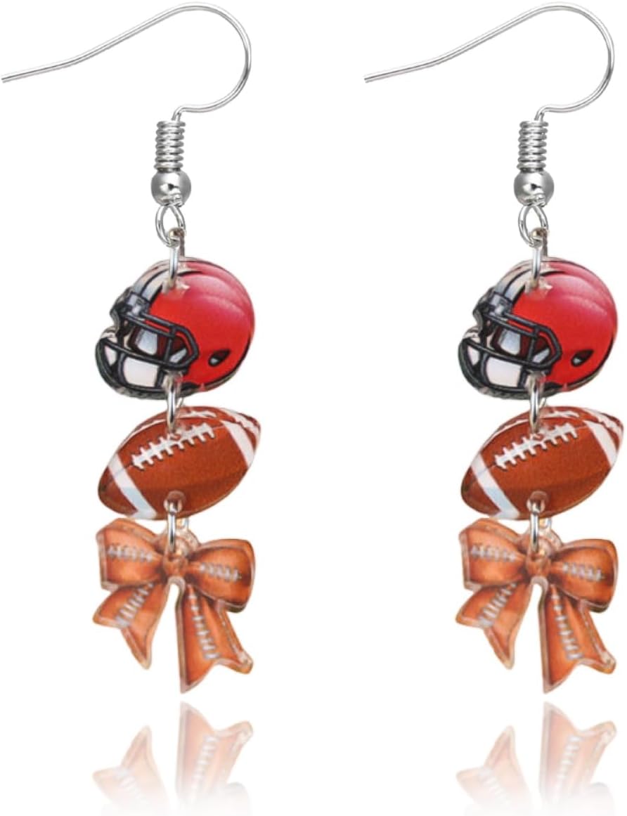Game Day Football Earrings for Women Colorful Football Dangle Earrings Cute Sports Jewelry Gift for Sports Lovers