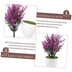 Vaguelly 2pcs Artificial Flower Plant Bonsai Decorative Fake Plant Lifelike Room Decor Tabletop Potted