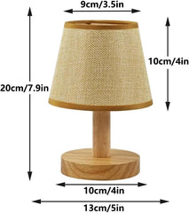 DBKMPZ Small Table Lamp,Bedside Table Lamp,Vintage Lamp,Wooden Bedside Lamp Simple Bedroom Lamp Linen Shade Mini Desk Lamp Night Light Nightstand Lamp for Bedroom,Living Room,Kids Room
