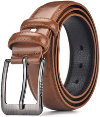 Men's Leather Dress Belt, Reversible Black & Brown, 32-34 inches