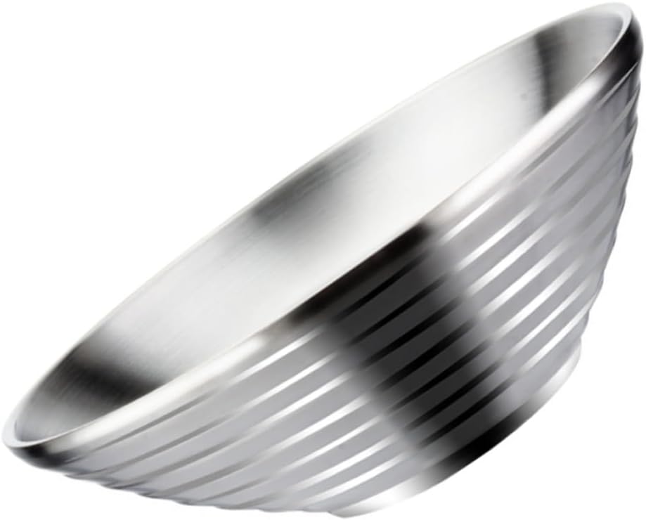 Garneck Stainless Steel Noodle Bowl Heat-Resistant Soup Bowl for Household Use Large for Ramen Rice and Cereal