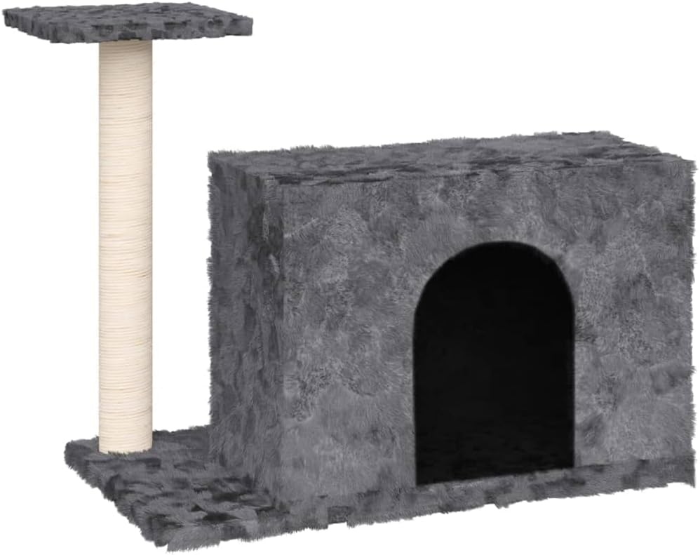 vidaXL Modern Cat Tree with Sisal Scratching Post - Dark Gray, Indoor Activity Center, 20.1 in Tall