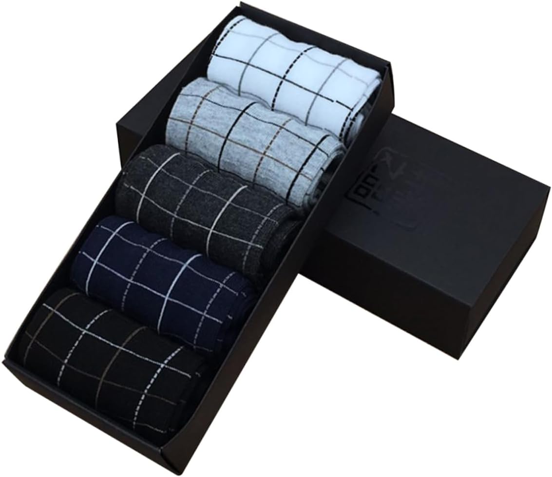 5pairs Long Men's Socks Cotton Wicking Crew Socks Comfortable Stretchy Cool No-slip Bottom
