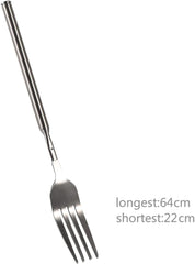 Stainless Steel Dinner Fork, BBQ Telescopic Fork Extendable Dinner Fruit Dessert Fork Cutlery with Long Handle